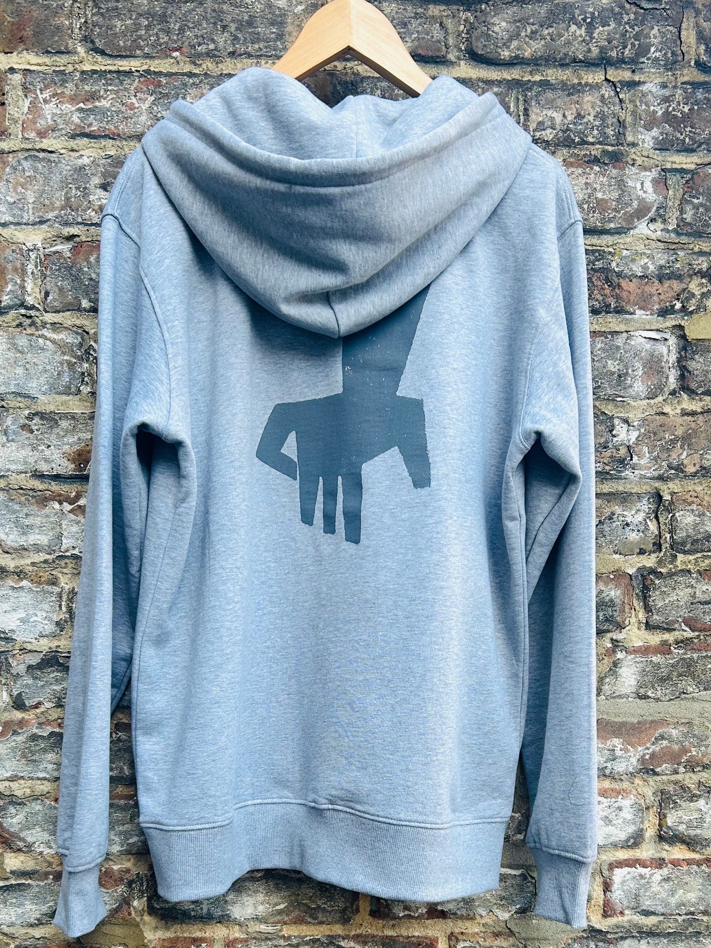 A ; Grey on Grey, Saturn Soul Patrol, 300 Gram, Earth Positive Cotton Hoodie.