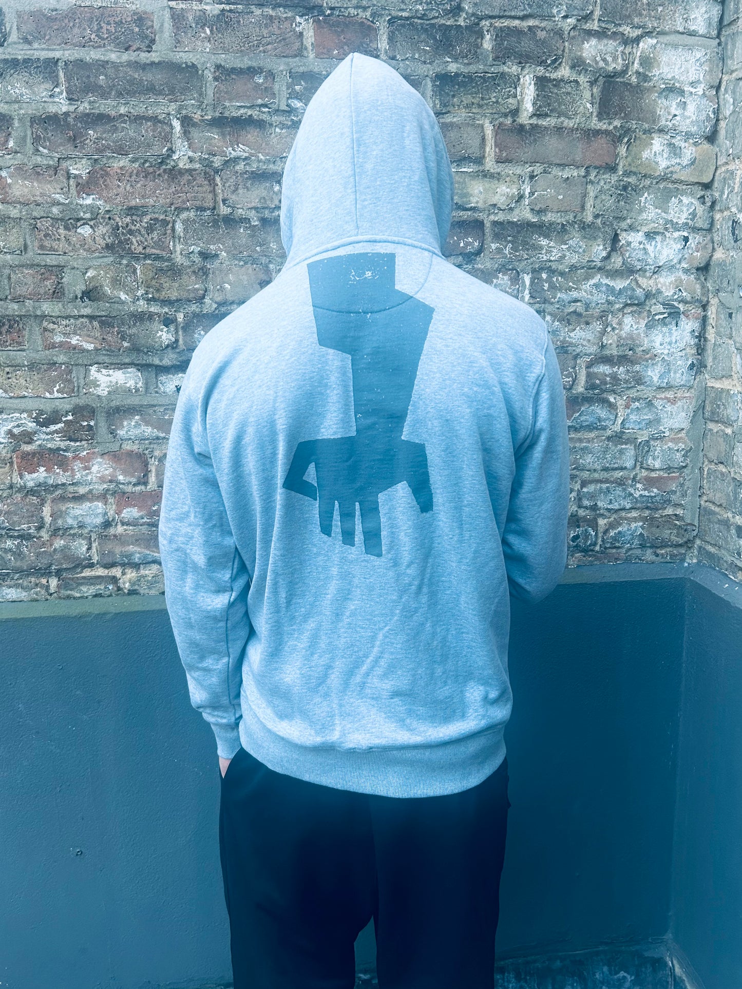 A ; Grey on Grey, Saturn Soul Patrol, 300 Gram, Earth Positive Cotton Hoodie.